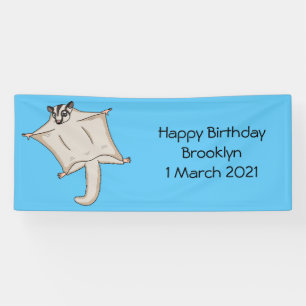 Cute flying sugar glider cartoon illustration  banner