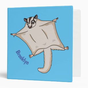 Cute flying sugar glider cartoon illustration binder