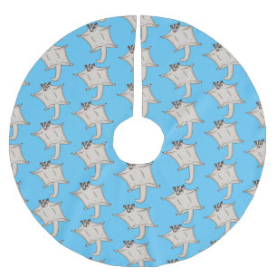 Cute flying sugar glider cartoon illustration brushed polyester tree skirt