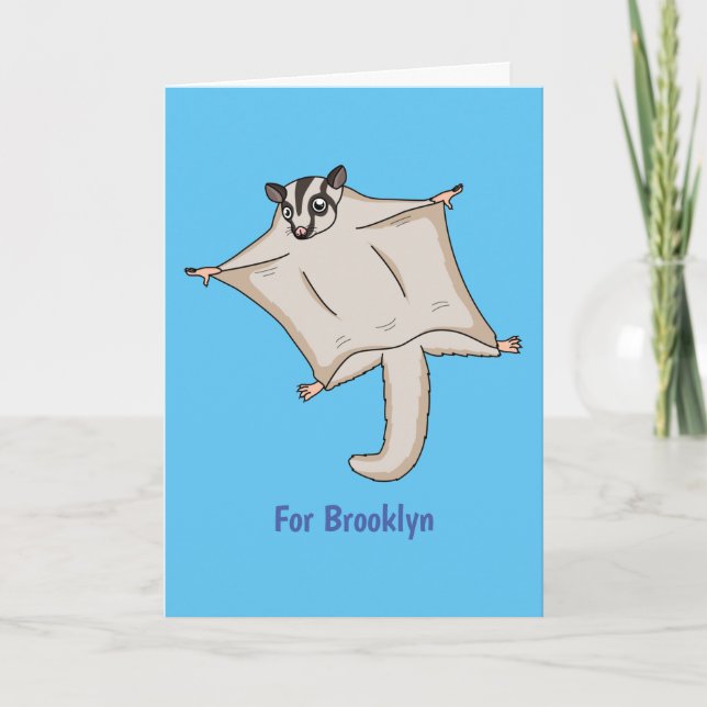 Cute flying sugar glider cartoon illustration card (Front)