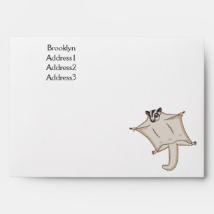 Cute flying sugar glider cartoon illustration  envelope
