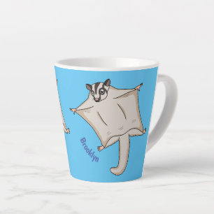 Cute flying sugar glider cartoon illustration latte mug