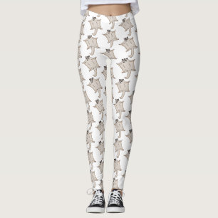 Cute flying sugar glider cartoon illustration leggings