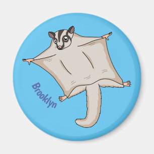 Cute flying sugar glider cartoon illustration magnet