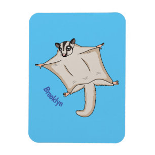Cute flying sugar glider cartoon illustration magnet