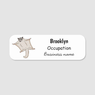 Cute flying sugar glider cartoon illustration  name tag