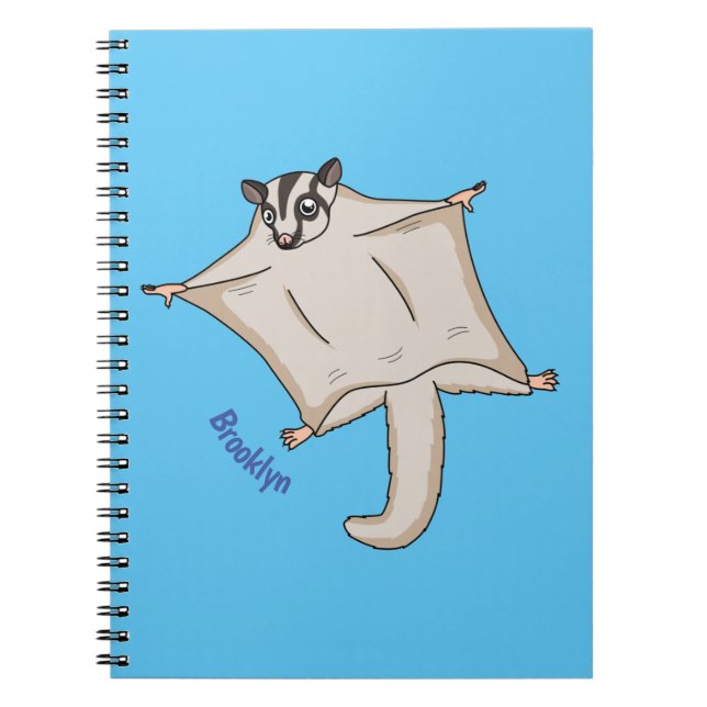 Cute flying sugar glider cartoon illustration notebook (Front)