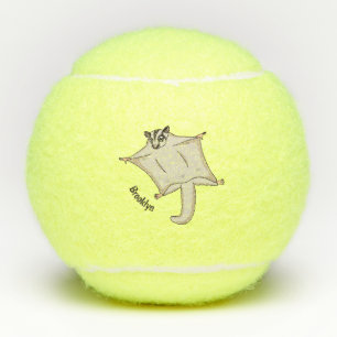 Cute flying sugar glider cartoon illustration tennis balls
