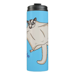 Cute flying sugar glider cartoon illustration thermal tumbler