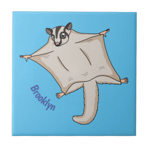 Cute flying sugar glider cartoon illustration tile
