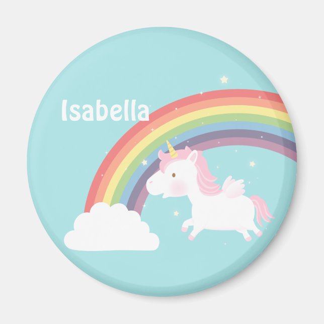 Cute Flying Unicorn Rainbow For Girls Magnet (Front)