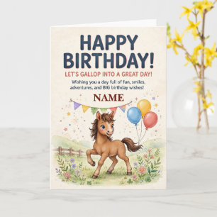 Cute Foal Personalized Birthday Card for Kids