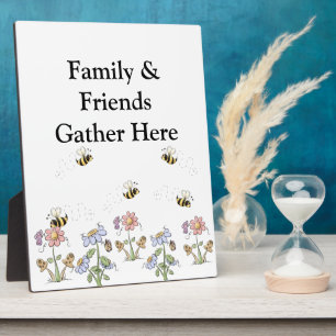 Cute Folk Art Bees Daisies Butterflies Plaque