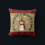 Cute Folk Art Cowboy Snowman Christmas Throw Pillow<br><div class="desc">Original art digitally created by Deborah Miller,  Missouri artist</div>