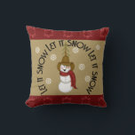 Cute Folk Art Cowboy Snowman Christmas Throw Pillow<br><div class="desc">Original art digitally created by Deborah Miller,  Missouri artist</div>