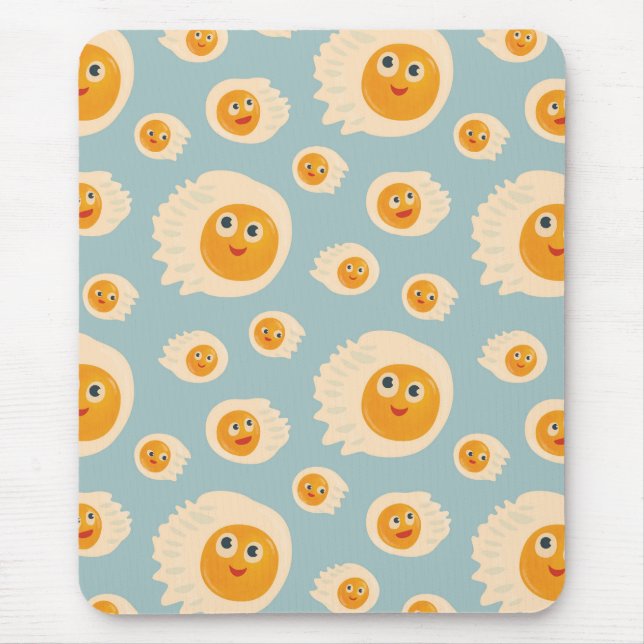 Cute Food - Kawaii Fried Eggs Pattern Mouse Pad (Front)