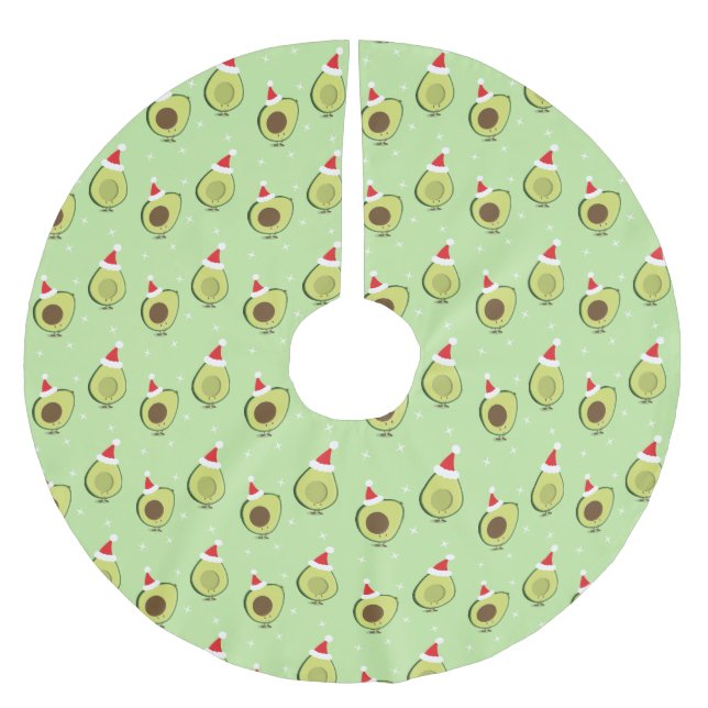 Cute Food Santa Hat Avocado Christmas Brushed Polyester Tree Skirt (Front)