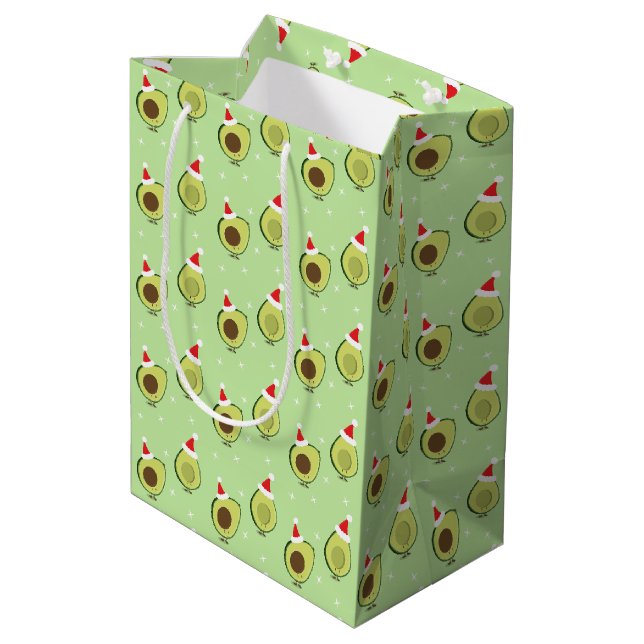 Cute Food Santa Hat Avocado Christmas Medium Gift Bag (Back Angled)