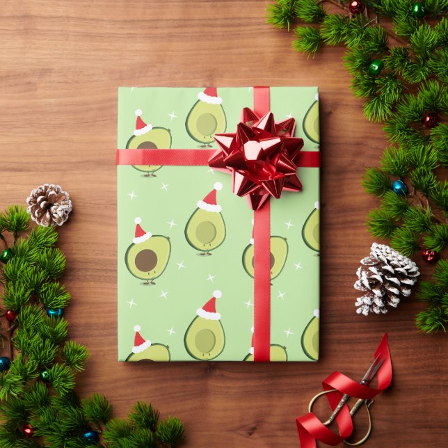 Cute Food Santa Hat Avocado Christmas Wrapping Paper (Holiday Gift)