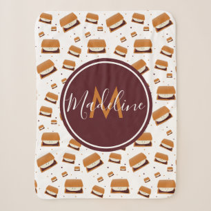 Cute Food Smore Monogram Name Sherpa Blanket