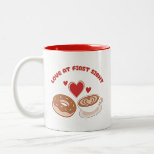 Cute Foodie Couple Coffee and Doughnut Mug
