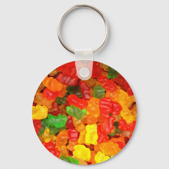 cute foodie rainbow colourful candy Gummy Bear Keychain (Front)