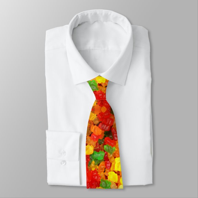 cute foodie rainbow colourful candy Gummy Bear Tie (Tied)
