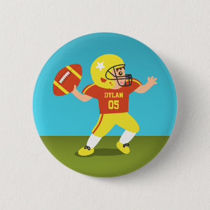 Cute Football Boy with Helmet and Shoulder Pads 2 Inch Round Button