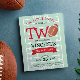 Cute Football Field & Ribbon Budget 2nd Birthday
