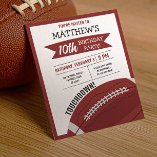 Cute Football Ribbon Budget Birthday Invitation