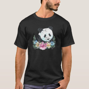 Cute Forest Animal Floral Panda Bear Wildlife Pand T-Shirt