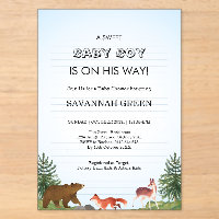 Cute Forest Animals Baby Boy Shower Design