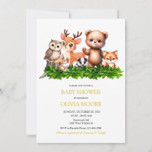 Cute Forest Animals Baby Shower Invitation