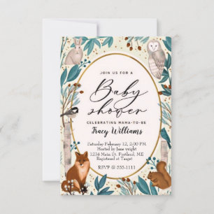 Cute forest animals baby shower invitation