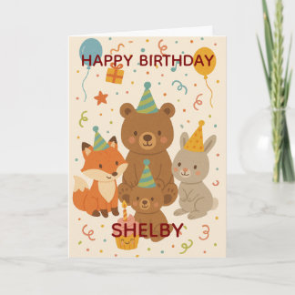 Cute Forest Animals Custom Birthday Card