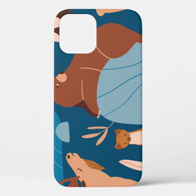 Cute forest animals, dark seamless design. Case-Mate iPhone case (Back)
