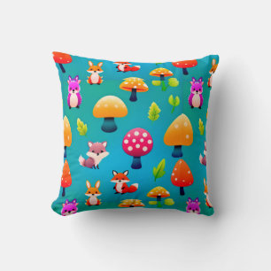 Cute Forest Animals For Playful Kids Room Decor Throw Pillow