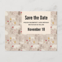 Cute Forest Animals Nordic Birthday Save the Date