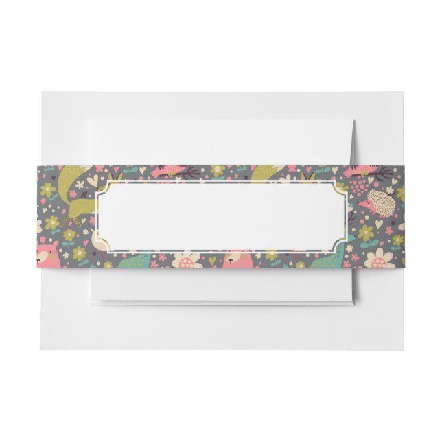 Cute Forest Animals Pattern Invitation Belly Band (Front Example)