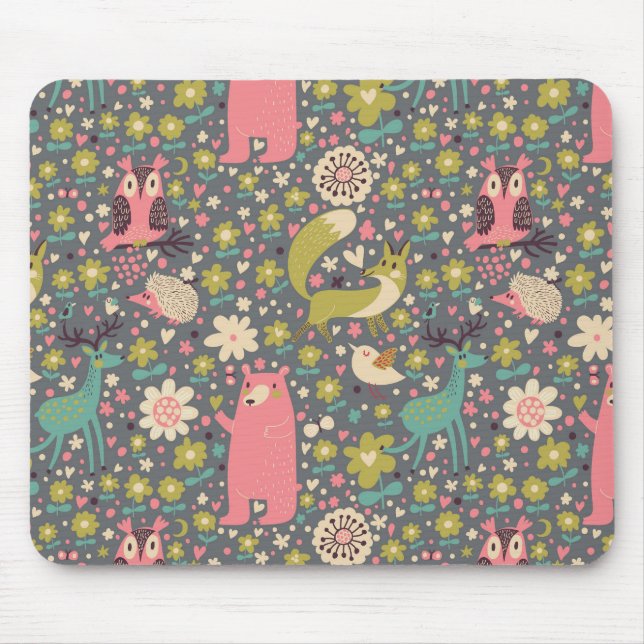 Cute Forest Animals Pattern Mouse Pad (Front)