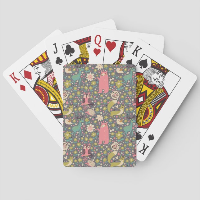 Cute Forest Animals Pattern Playing Cards (Back)