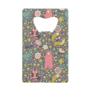 Cute Forest Animals Pattern Wallet Bottle Opener