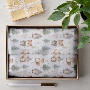 Cute Forest Animals Squirrels in Winter Tissue Paper