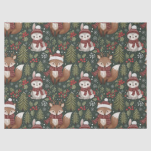 Cute Forest Animals Winter Pattern Tissue Paper