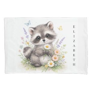 Cute Forest Baby Raccoon Baby Shower Gift Pillowcase