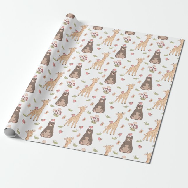 Cute Forest Critters Wrapping Paper (Unrolled)