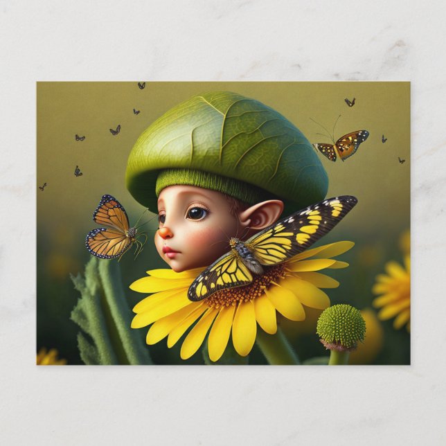 Cute Forest Elf, Carte postale pour le post-croise (Devant)
