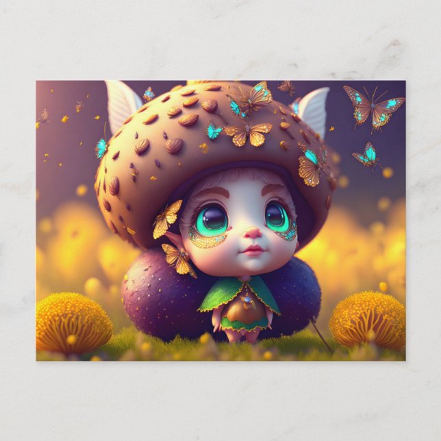Cute Forest Elf, Postcard for Postcrossing (Front)