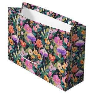 Cute Forest Flower Mushroom Cottagecore Pattern Large Gift Bag