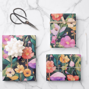 Cute Forest Flower Mushroom Cottagecore Pattern Wrapping Paper Sheet